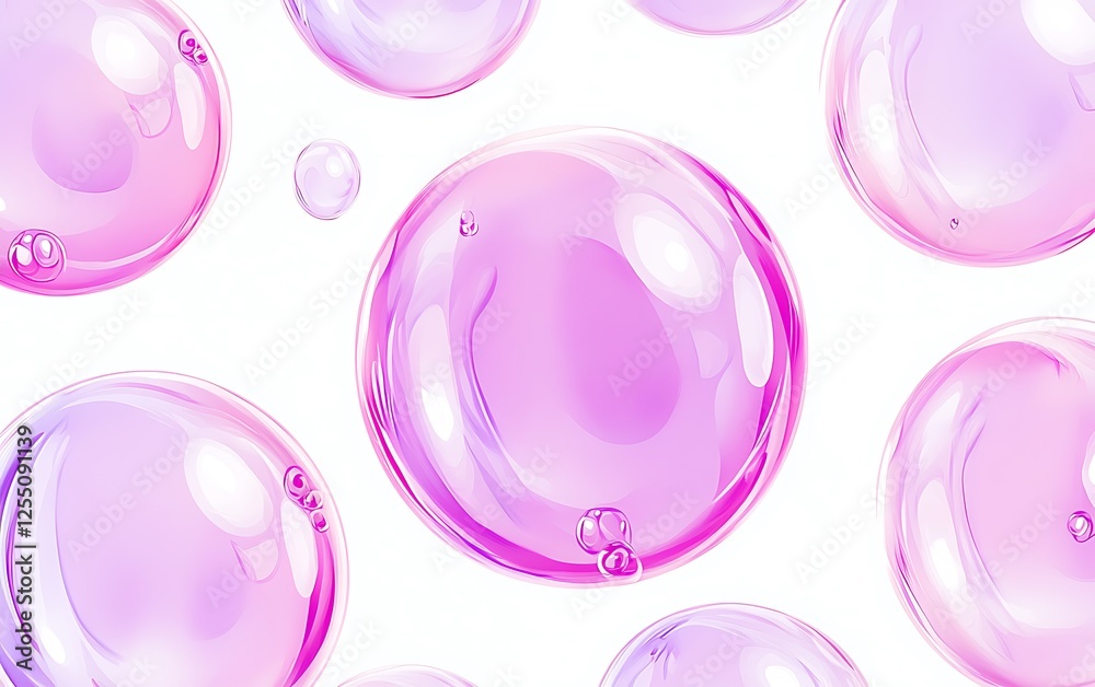 Aufkleber abstract pink bubbles on white background. possible use for a design or cosmetic product