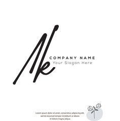 A K AK Initial letter handwriting and signature logo. Beauty vector initial logo .Fashion, boutique, floral and botanical