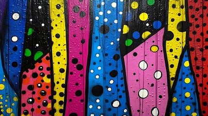 Abstract Colorful Vertical Stripes With Dots Pattern