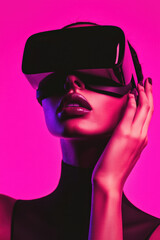 Embracing the Future: A Bold Exploration of Virtual Reality and Modern Lifestyle Trends in a Colorful Neon Setting