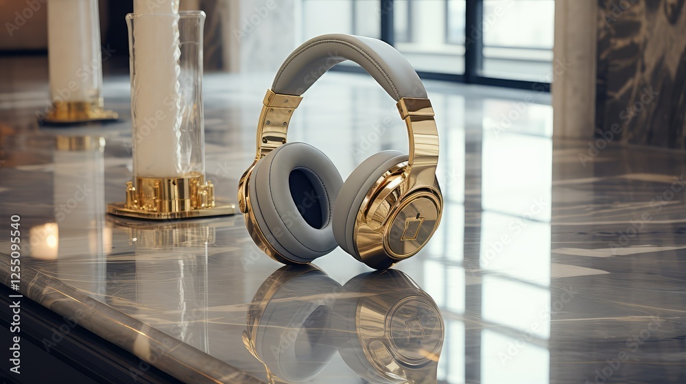 Canvas Prints premium gold headphone