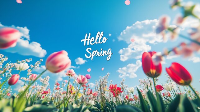 Cinematic photography of Dhool flowers with Hollo spring text.