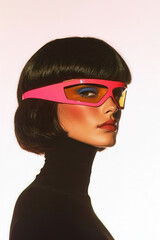 A Captivating Portrait of Modern Aesthetic: Embrace Bold Fashion with Striking Accessories and Makeup that Defines Contemporary Lifestyle