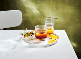 still life with a glass of water