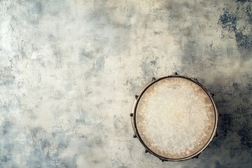 Close-Up of Textured Drumhead with Metallic Rim