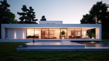 Fototapeta premium minimalist modern white house