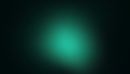 Fototapeta premium Dark green color gradient grainy background, illuminated spot on black, noise texture effect. Minimal Digital Gradient.