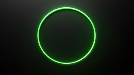 A glowing neon green circle on a black background, a simple and minimalistic design with a large empty space in the center.