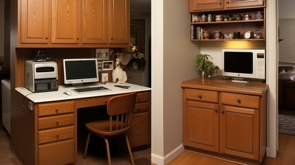 wooden computer kitchen