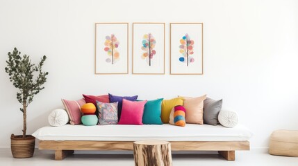 cushions white wall wood