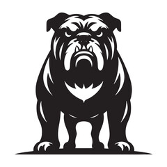 Bulldog silhouette featuring confident posture and firm build - Bulldog illustration - minimal Bulldog vector - dog silhouette
