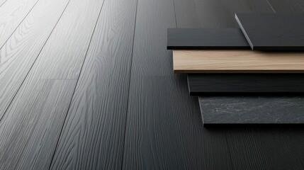 Wood Panels Samples Display In Dark Background