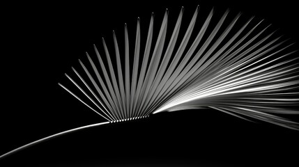 tranquil palm leaf black and white