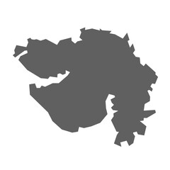 A vector gray map of the Gujarat State of India. State of India.


