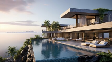 Obraz premium mansion house with ocean view