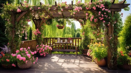 Fototapeta premium garden wood pergola