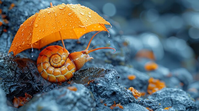 un escargot avec un parapluie car il pleut vraiment trop  HD 8K wallpaper Photographic Image