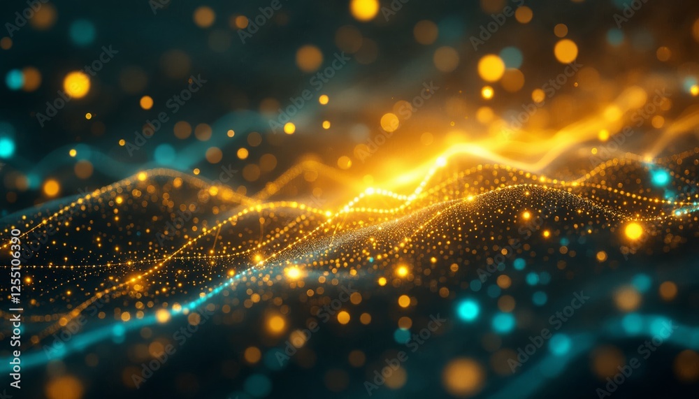 Wall mural luminous data stream, an abstract visualization of information flow and connectivity