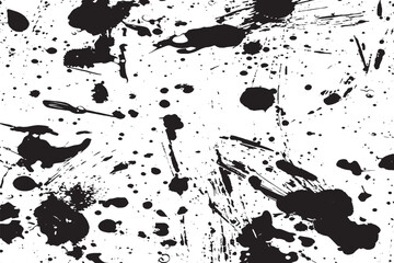 High-Resolution Ink Splatter Texture Background – Black Paint Drips, Splatters & Drops on White