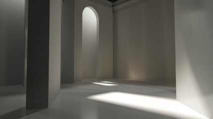 Sunlit Minimalist Interior: Architectural Light and Shadow Play