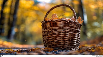 un panier de chÃ¢taignes posÃ© sur le sol en forÃªt Ã  l'automne  HD 8K wallpaper Photographic Image