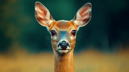 Close Up Portrait Of A Deer In Nature