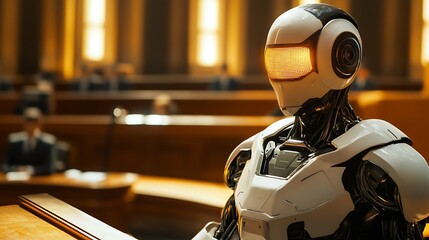 Fototapeta premium Android in a Courtroom: Futuristic Justice