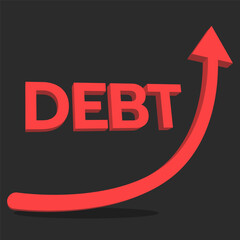 Arrow Up Debt Growth Representing Crisis Financial and Economic Investment in 3D Illustration Vector showing Trade Exchange Market Direction