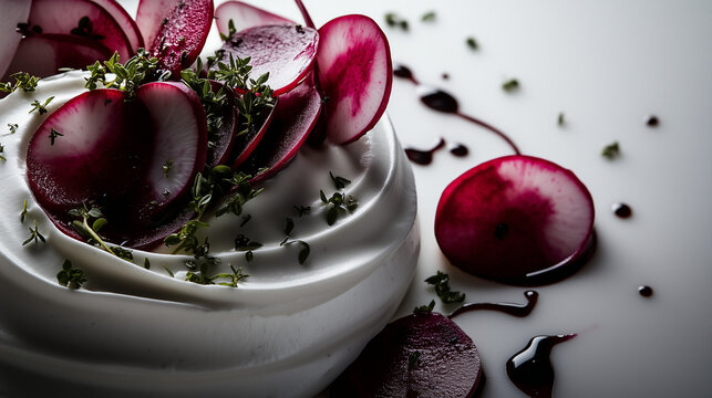 a white bowl with a bunch of radis | A high-quality stock photo, perfect for food blogs, menus, and advertising.