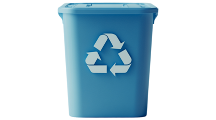 Blue Recycling Bin with Symbol