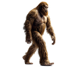 Bigfoot Walks Through Forest, Isolated on Transparent Background