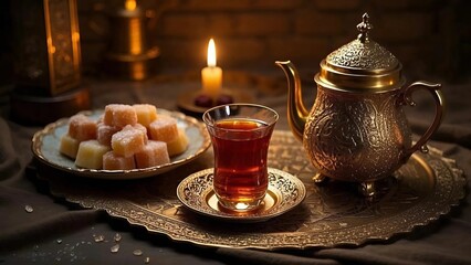 Fototapeta premium Elegant Tea Set with Sweets