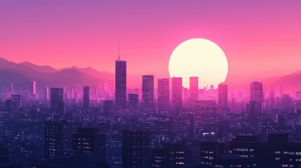 Fototapeta premium minimalist skyline silhouette, capturing the essence of a city.