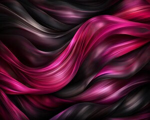 Fototapeta premium Abstract pink and black flowing waves.