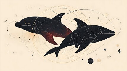 Abstract Dolphins in Cosmic Dance