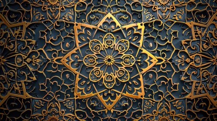 Elegant Ramadan digital ornament with intricate patterns, creating a rich and decorative background texture.

