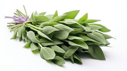 leaves clary sage white background