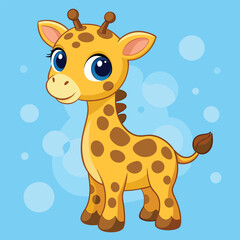 Cute Little Giraffe Cartoon Vector Illustration giraffe cartoon 