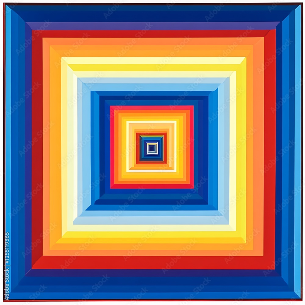 Poster colorful nested squares, optical illusion, abstract art, background design