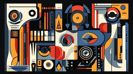 Abstract geometric design, vibrant colors, technology themed background, for a tech/design presentation