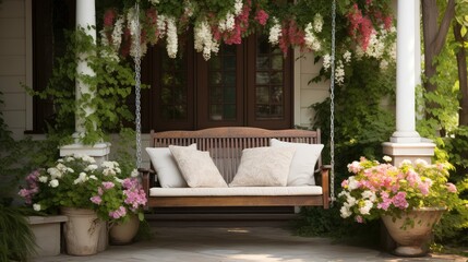 Fototapeta premium flowers front door porch
