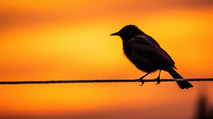 Fototapeta premium wire black bird silhouette