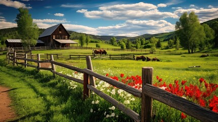 Fototapeta premium lush spring farm background