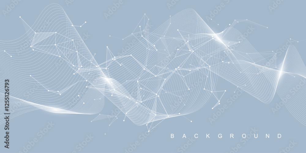 Fototapete Global network connection banner design template idea. Header social network communication in the global business concept. Internet technology. Big data visualization. Vector illustration