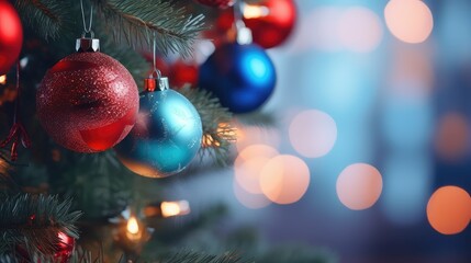Obraz premium festive blue red bokeh