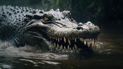 Obraz premium silently crocodile water