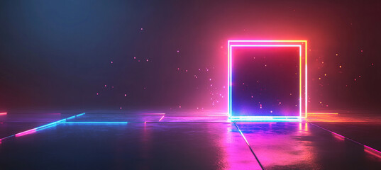 Obraz premium Neon Holographic Portal with Futuristic Glow