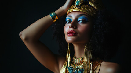 Obraz premium Elegant Woman in Egyptian Pharaoh Costume
