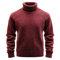 A cozy, ribbed maroon turtleneck sweater designed for warmth and style, perfect for chilly weather.