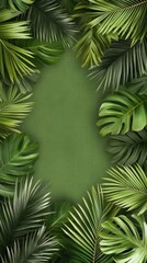 Beautiful abstract green palm leaves create an enchanting backdrop with blurred bokeh effects, perfect for design projects or advertising